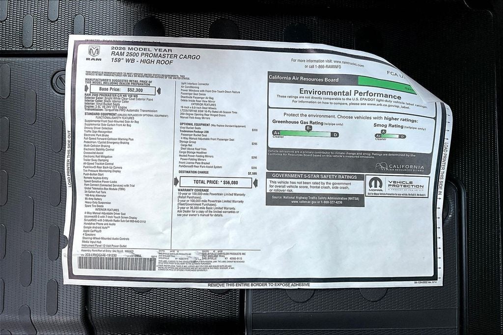 2026 RAM ProMaster 2500 High Roof